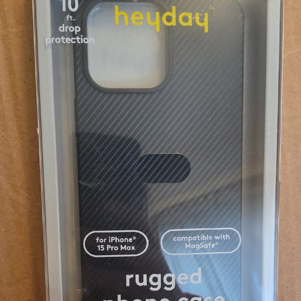 Heyday Black Rugged Phone Case for iPhone 15 Pro Max
